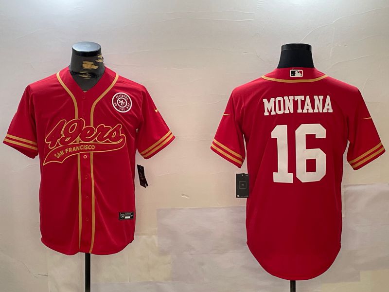 Men San Francisco 49ers #16 Montana Red Joint Name 2024 Nike Limited NFL Jersey style 12092